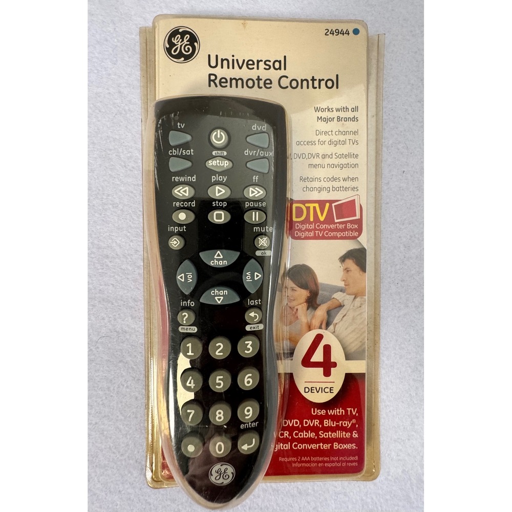 GE 24944 Universal Remote Control 4 Device TV DVD Blu-ray‎ Cable Satellite Black